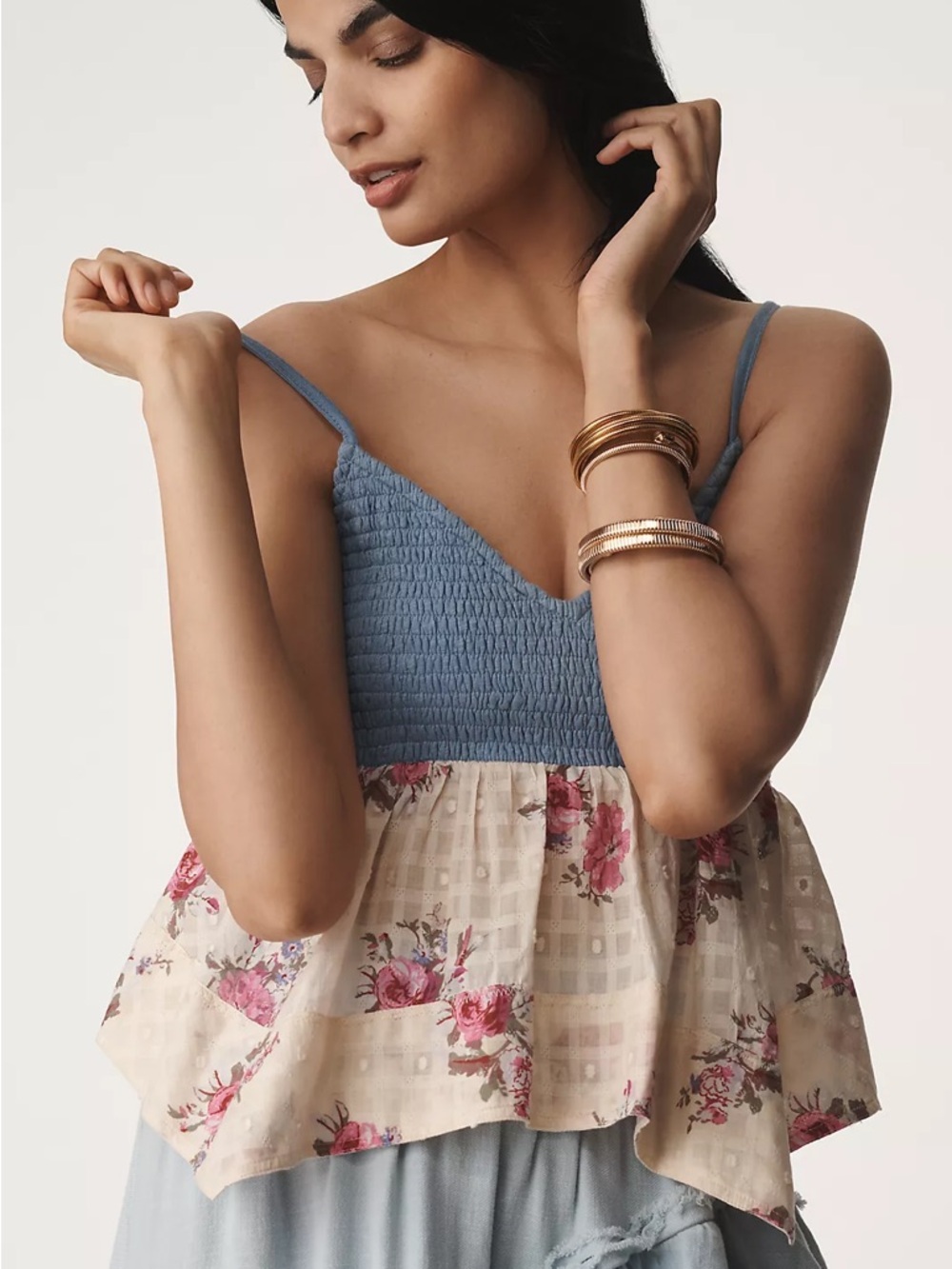 NWT Anthropologie Pilcro Heritage Hanky-Hem Babydoll Floral Tank Top XS